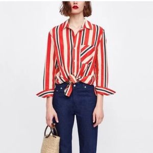 Zara woman premium denim collection stripe shirt